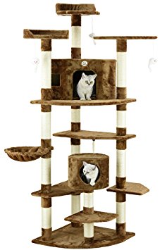 Go Pet Club Cat Tree Furniture 80 in. High Penthouse - Brown