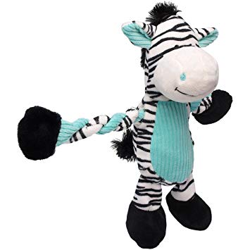 Charming Pet Products Pulleez Zebra Plush Dog Toy – Tough & Durable Soft Animal Squeak Toys for Awesome Pets