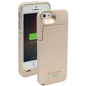 iPhone 5S Battery Case Lenmar Meridian 2300 mAh MFI Approved Slim Extended Battery Charger 100 Additional Battery Life Gold