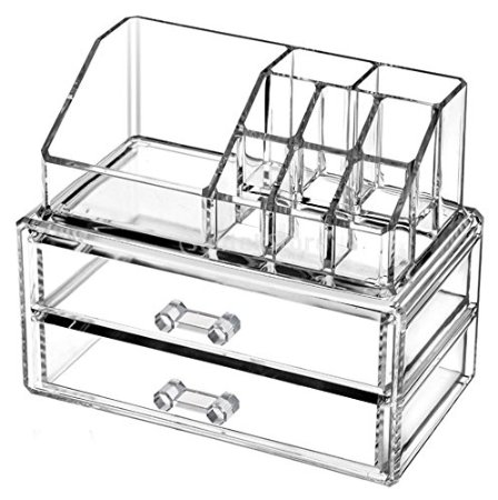Acrylic Makeup & Jewelry Organizer, Cosmetic & Accessories Display Box, 2 Piece Set, By AcryliCase