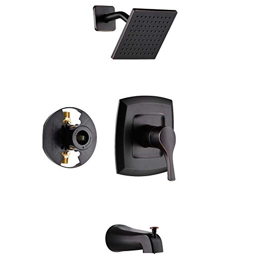 Gabrylly Shower Faucet, Single-Function Tub and Shower Trim Kit with 6" Spray Shower Head and Tub Spout, Oil Rubbed Bronze (Rough in Valve Included)