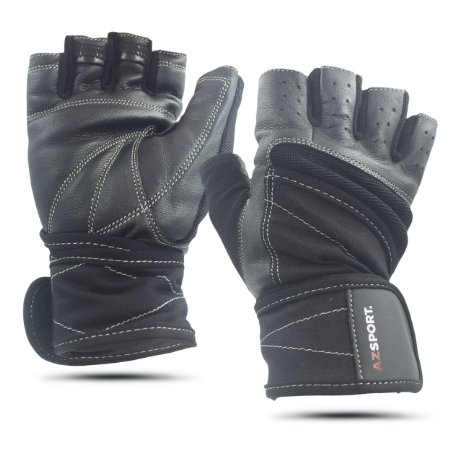 AZSPORT Training Gloves with Wrist Support Best for Fitness Exercise Gym and Weight Lifting 1 Pair Black