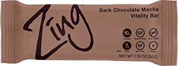 Zing Vital Energy Nutrition Bar, Dark Chocolate Mocha, (12 Bars), High Protein, High Fiber, Low Sugar, Real Dark Chocolate, Natural Coffee Flavor, No Nuts