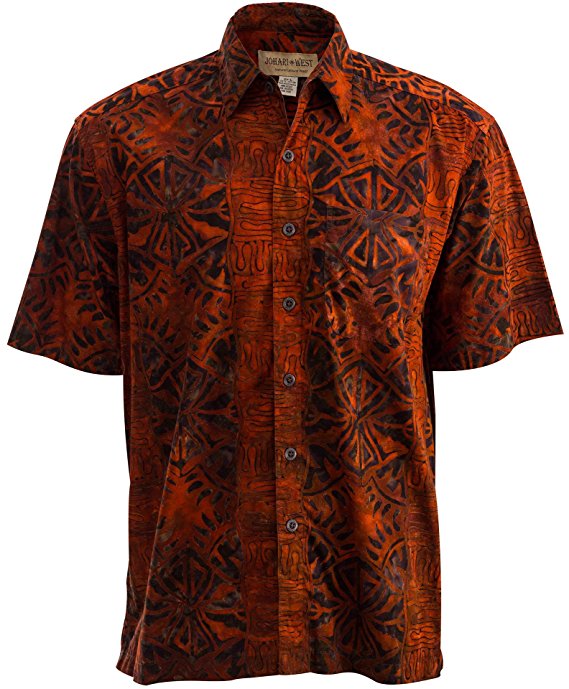 Geometric Sunset Hawaiian Batik Tropical Cotton Shirt By Johari West