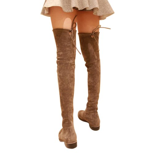 Kaitlyn Pan Womens Microsuede Flat Heel Over the Knee Thigh High Boots