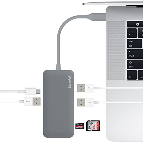 USB C Hub, Lintelek Type-C Multi-Port Hub Adapter USB-C Charging Port, 4K HDMI Video Output, SD/Micro Card Reader, 1 USB 2.0 & 2 USB 3.0 Ports for MacBook Pro, Chromebook Pixel and more