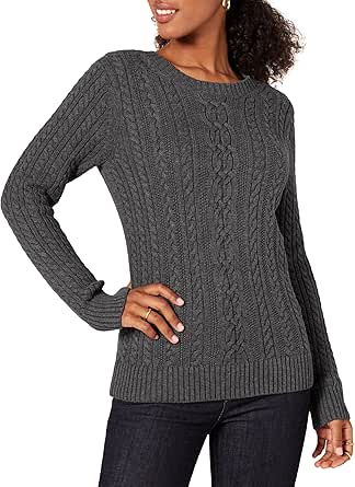 Amazon Essentials Womens Fisherman Cable Crewneck Sweater