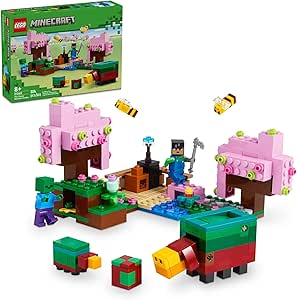 LEGO Minecraft The Cherry Blossom Garden, Video Game Toy for Kids, Building Set with 2 Minecraft Minifigures, Bees and a Sniffer Figure, Hands-on Minecraft Toy for Boys and Girls Ages 8 and Up, 21260