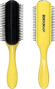 Denman Curly Hair Brush D4 (Yellow) 9 Row Styling Brush for Styling, Smoothing Longer Hair and Defining Curls - For Women and Men