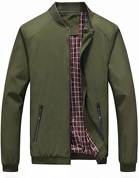 Nantersan Mens Bomber Jacket Casual Slim Fit Softshell Outdoor Windbreaker Lightweight Flight Jacket Coat