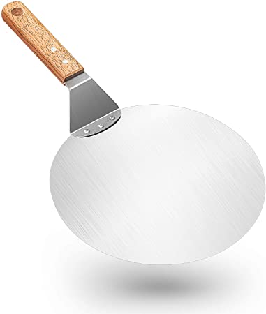 One Fire 10 Inch Aluminum Pizza Peel Metal Round Pizza Paddle,Pizza Spatula with Wood Handle,Metal Pizza Peel,Pizza Peel 10 inch Use for Shrewd Women/Gourmet Baking Homemade,Pizza Bread,Cake,Cookies
