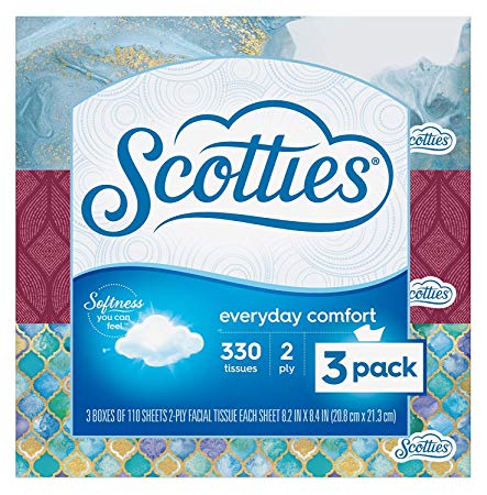 Scotties Everyday Comfort Facial Tissues, 110 Tissues per Box, 3 Pack