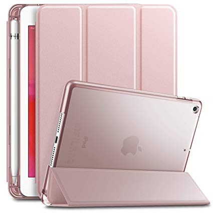 Infiland Case for iPad mini 5 2019, Translucent Frosted Back Case with Pencil Holder compatible with New iPad mini 5th Generation 7.9 Inch 2019 Release, Auto Sleep/Wake,Rose Gold