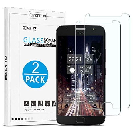 Moto G5s Plus Screen Protector, [2 Pack] OMOTON Tempered Glass Screen Protector with [Scratch Resistant] [Crystal Clear] [Easy Installation] [Bubble Free] for Motorola Moto G5s Plus [5.5 Inch]