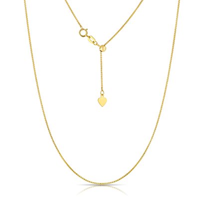 10K Fine Gold Adjustable Wheat Chain Necklace, 24 Inch
