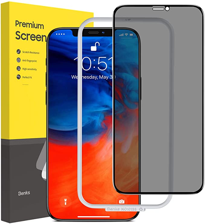 BENKS Privacy Screen Protector for iPhone 11 iPhone XR (6.1 Inch) Anti Spy, Dark Tempered Glass with 3D Curve Edge Full Coverage Case Friendly Frame Shatterproof Film for iPhone XR/iPhone 11, 2019