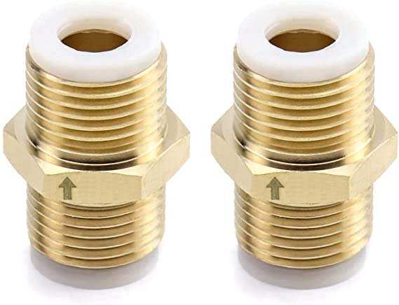 QWORK 2Pcs Brass One-way Check Valve, 1/2" Male to 1/2" Male Thread of Backflow Preventer