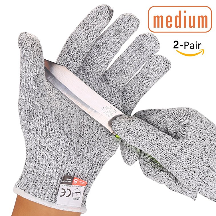 Cut Resistant Gloves, Vilcome 2 Pairs Food Grade Kitchen LeveL 5 Cut Protection Gloves, Hard Crafts Cut Resistant Gloves for Hand Satety while Cuting, Cooking, doing Yard Work