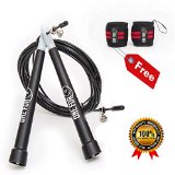 One For Heart Crossfit Jump Rope Best for Mastering Double Under Speed Rope - For WODs -Boxing -MMA Training - Adjustable For Any HeightWrist Wraps Bonus 100 Satisfaction