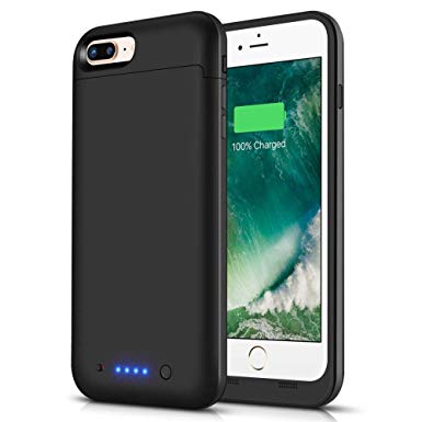 LCLEBM iPhone 8 Plus/7 Plus Battery Case 7000mah, Rechargeable Extended Battery Pack for iPhone 7Plus 8Plus Charging Case Apple Portable Power Bank (5.5 inch) - Black