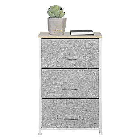 Aingoo Dresser Storage 3 Drawer Closet Organizer for Clothes Bedroom Entryway Table Bedside End Table H28.5“ Grey Steel Frame Wood