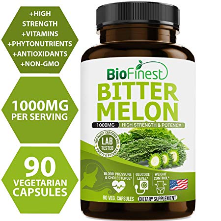 Biofinest Bitter Melon Extract (Momordica Charantia) 1000mg - Organic Gluten-Free Non-GMO - Made in USA - Supplement for Healthy Heart, Blood Sugar Levels, Weight Management (90 Vegetarian Capsules)