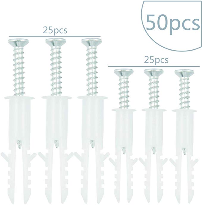 Shells 50Pack Self Drilling Drywall Anchor Kit with Screws (White)