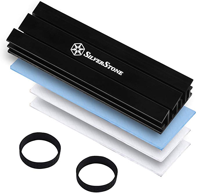 SilverStone Technology Aluminum Alloy Heatsink with Multiple Thermal Pads for PCIE NVME M.2 or SATA M.2 TP02-M2