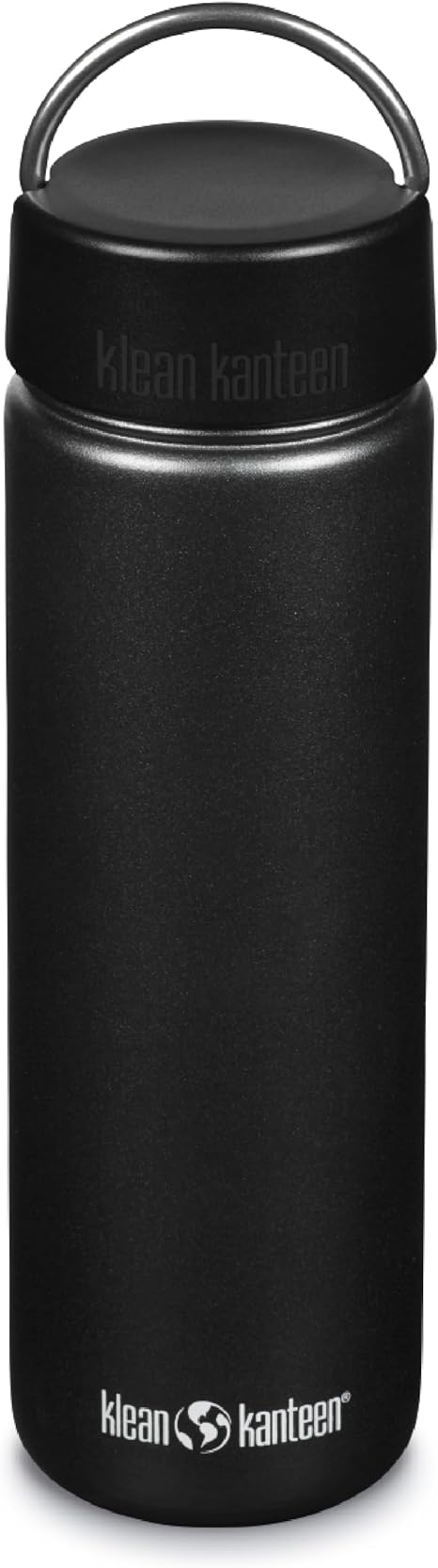 Klean Kanteen Wide Mouth Single Wall Stainless Steel Water Bottle (w/Wide Loop Cap) - 27oz - Black