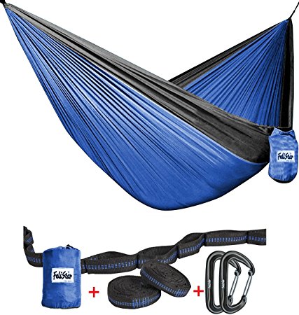 Hammock - Camping Double Hammock- Portable Parachute Nylon Hammock With Tree Straps & Alloy Carabiners For Backpacking Garden, Backyard,Hiking &Traveling