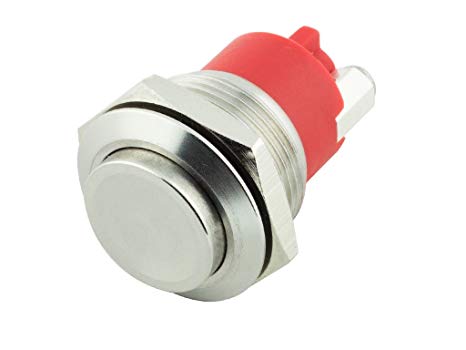 Alpinetech 19mm 3/4" Waterproof Momentary Stainless Steel Metal Push Button Switch Screw Terminal Extended Button Normally Open 1NO