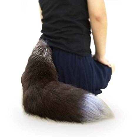 Sheicon Soft Fluffy Silver Fox Big Dress Up Tail for Cosplay
