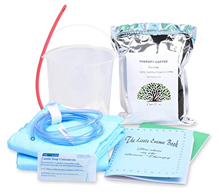 Cor-Vital Coffee Enema Kit with 1 lb Green Organic Coffee, Detox Recipe eBook and Cotton Storage Bag