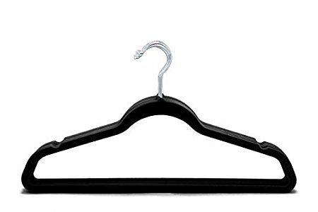 Jeronic 50 Pack Black Velvet Hangers Clothes Hangers Velvet Hanger Clothing Hangers Clothes Hanger Suit Hanger Ultra Thin No Slip for Shirts, Suit and Dresses