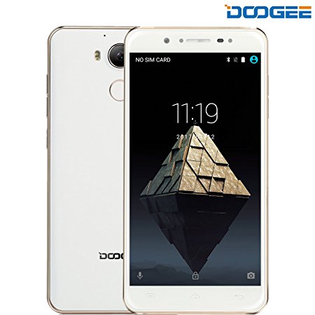 SIM Free Mobile Phones, DOOGEE F7 6.0 Android Phone - Dual SIM Card Smartphones with 5.5 Inch IPS Screen - 3GB RAM 32GB ROM - 13MP 5MP PDAF Camera - Helio X20 Deca Core - Fingerprint Sensor (White)