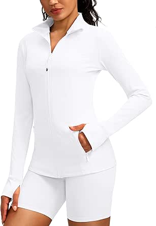 G Gradual Women's Zip Up Workout Jackets with Pockets Slim Fit Cottony Soft Jacket for Running Athletic Yoga