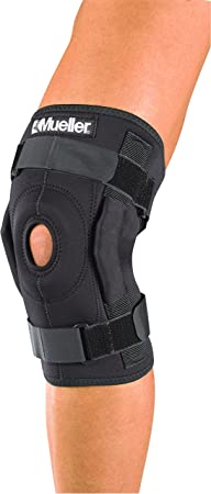 Mueller Sports Medicine Hinged Wraparound Knee Brace, Black, Regular (Packaging May Vary)