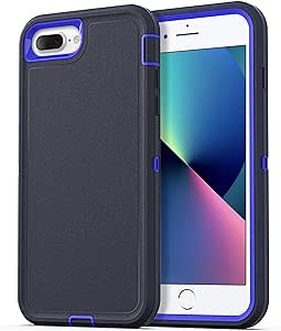 ULAK Compatible with iPhone 7 Plus/8 Plus Case, Heavy Duty Shockproof Protection Hard Plastic Bumper   Soft TPU Women Man Protective Phone Cover for iPhone 8 Plus/7 Plus 5.5 inch, Navy Blue