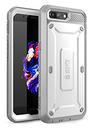 OnePlus 5 Case, SUPCASE Full-body Rugged Holster Case with Built-in Screen Protector for OnePlus 5 (2017 Release), Unicorn Beetle PRO Series - Retail Package (White/Gray)