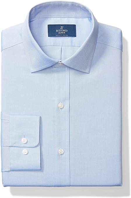 Buttoned Down Men's Classic-fit Solid Non-Iron Dress Shirt Pocket Spread Collar