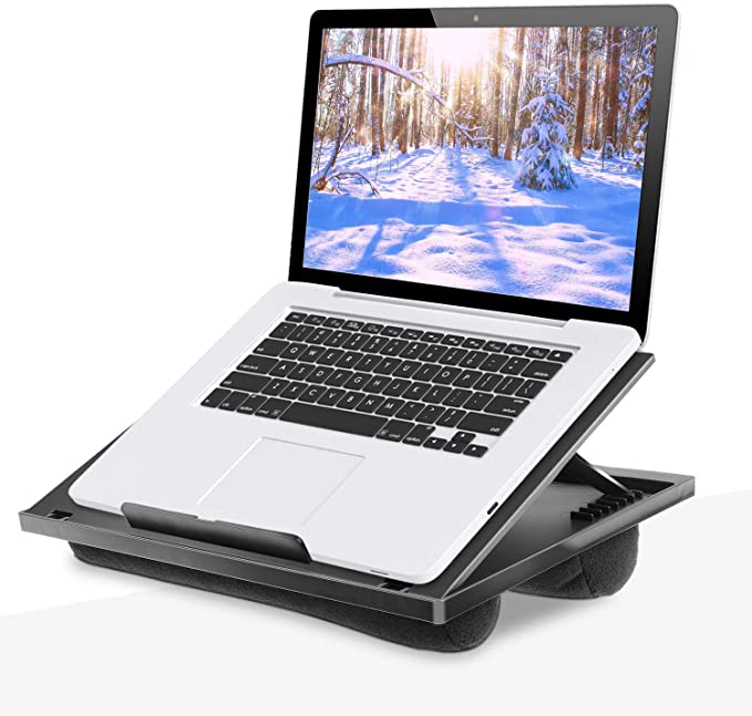 HUANUO Laptop Stand with Cushion for Bed - Flexibly Adjustable with 8 Angles, For Notebook, Tablet, Laptop up to 15,6", Portable Tray Table & Suitable for Travel, Work, Home