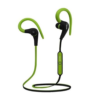 VIIVRIA® Wireless Sports Stereo Sweatproof Bluetooth Earphone Headphone Earbuds With Mic Volume Control For The Phonecall (Green-Black)