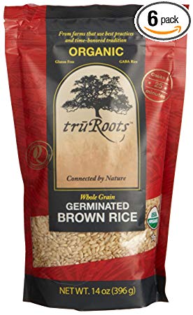 truRoots Organic Germinated Brown Rice, 14-Ounce Pouches (Pack of 6)