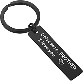 Brother Gifts for Christmas - Birthday Gifts for Brother from Sister Brother, Big Little Brother Keychain, Best Brother Gifts for Men, Drive Safe Brother Keychain