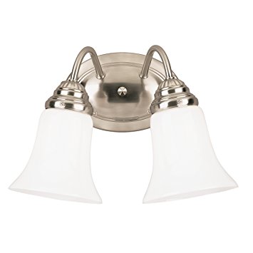 Westinghouse 6461700 Two Light Interior Wall Fixture Brushed Nickel Finish with White Opal Glass