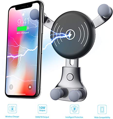 Wireless Car Charger, Fast Car Cradles Mount, Air Vent Phone Holder, 10W Compatible for Samsung Galaxy S9/S9 /S8/S8 /S10/S10 /Note 8/9, 7.5W Compatible for iPhone Xs Max/Xs/XR/X/ 8/8