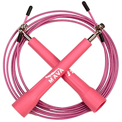 Mava Sports Speed Jump Rope – Fully Adjustable Speed Cable for Cross Training, WOD, MMA & Boxing – Includes Carry Bag & Spare Screw Kit – Ball Bearings & Anti-Slip Handles – Endurance Training