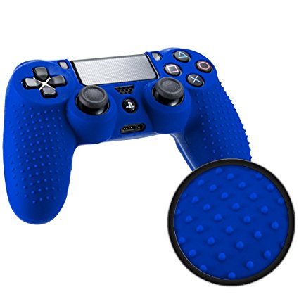 Playstation 4 STUDDED Controller Skin by Foamy Lizard ® ParticleGrip Premium Protective Anti-slip Silicone Grip Case Cover for PS4 Controller (Electron - Blue)