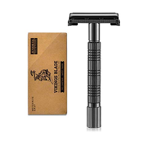 VIKINGS BLADE The Chieftain JR Double Edge Safety Razor, Meteorite Gray (Slim & Mild)