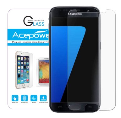 Galaxy S7 Screen Protector, ACEPower® [0.2mm] Premium Tempered Glass Screen Protector Film for Samsung Galaxy S7, Protect Your Screen from Bumps, Scratches and Drops (Lifetime No-Hassle Warranty)